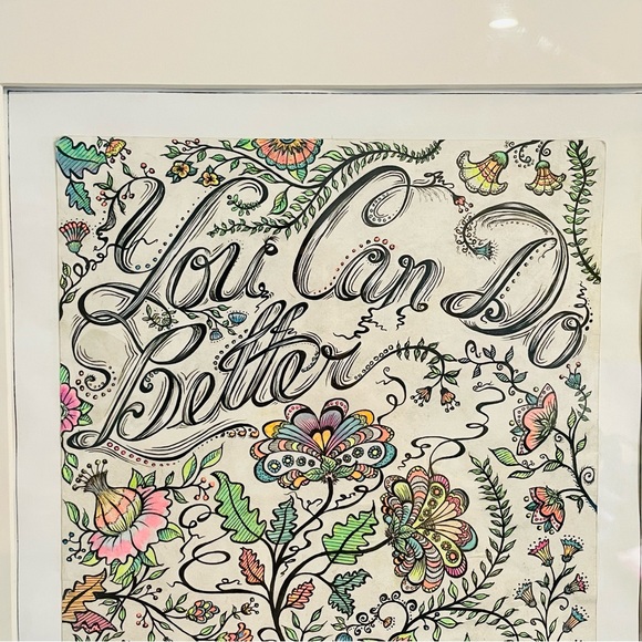 ORIGINAL FRAMED ART Tattoo Floral Ink Graphic Drawing & Painted Geometric Frame - Picture 10 of 16